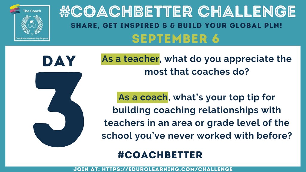 EduroLearning's tweet photo. It's time for #coachbetter Challenge Day 3!
⁠
🌟Reply &amp; tag other coaches or teachers you’d like to learn from to help build your PLN and learn new ideas to #coachbetter!⁠
⁠
💥Tag @mscofino each day to be entered to win a free coaching session with Kim!⁠ https://t.co/8lB82qX5jt