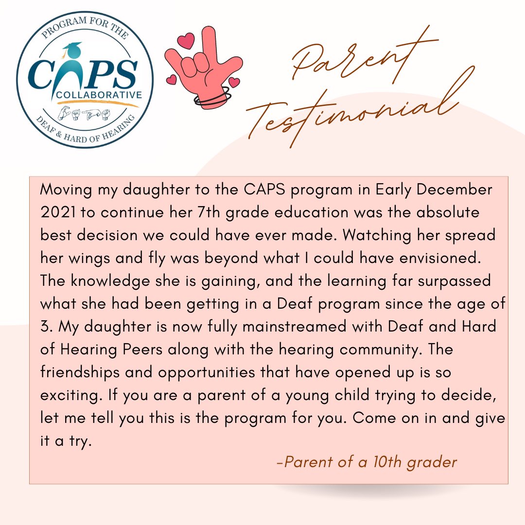 Testimonial Tuesday.  What a great way to start the year by sharing testimonial by one of our high school parents. 🤟🏼❤️ #deaf #hoh #dhh #testimonial #bigelowbulldogs #nnhstigers #capscollaborative #schoolprogramforthedeaf #newton #newtonma #newton_ps