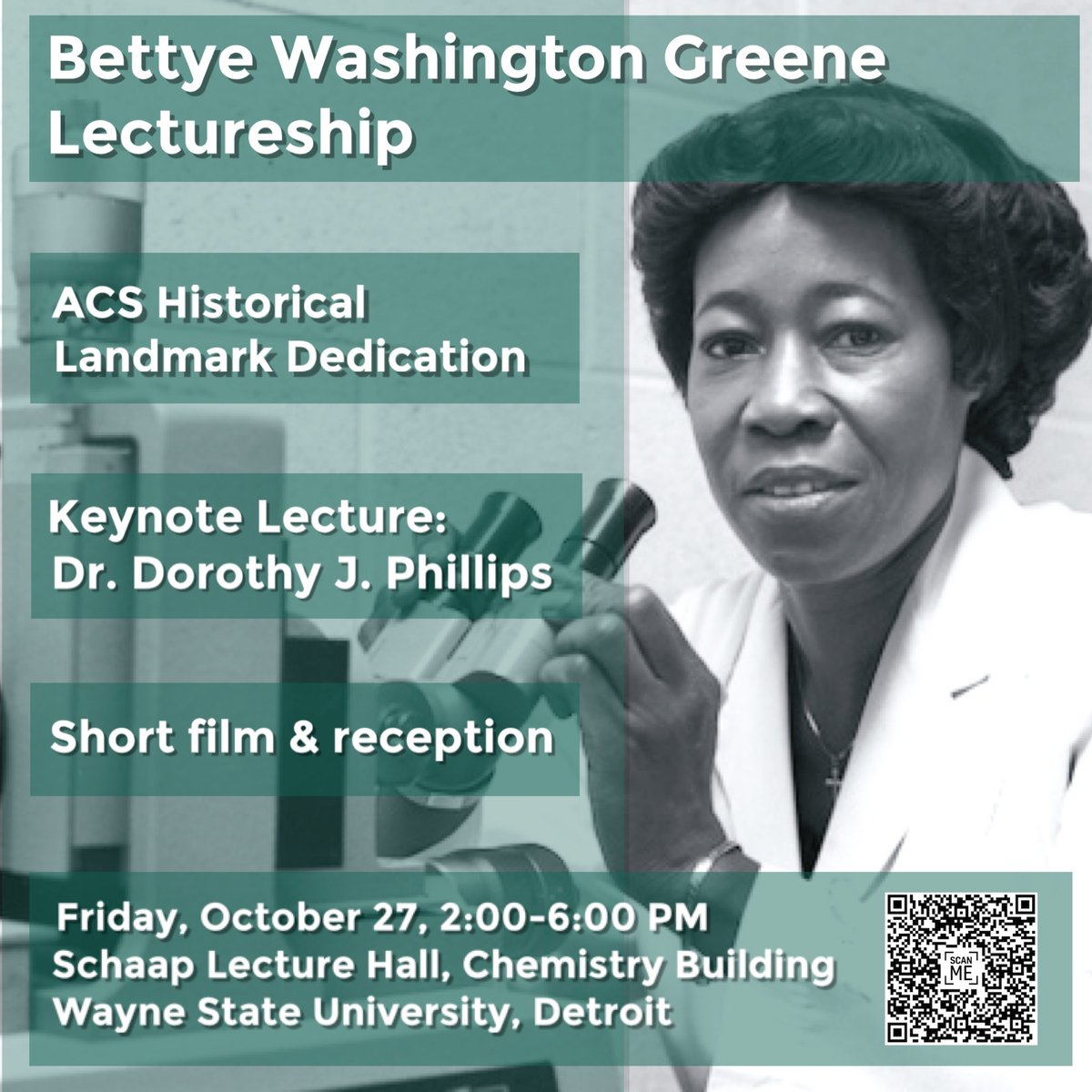 RSVP TODAY for the Bettye Washington Greene Endowed Memorial Lectureship, featuring Dr. Dorothy J. Phillips as the keynote speaker. The symposium will be followed by a screening of a short film about Dr. Washington Greene's life and contributions to science.  #wsuchemistry