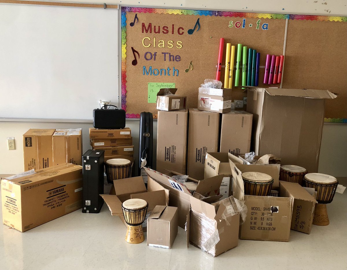 klbrwr's tweet photo. A HUGE thanks to the @MusiCounts Band Aid program! The students of @harboursidegns1 will be welcomed back to the school year with $13 000 of new instruments. #musicmatters #goroadrunners https://t.co/bFulC3Aaxm