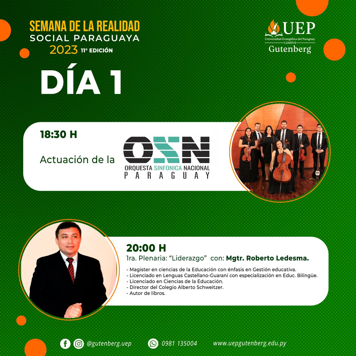 gutenberguep's tweet photo. ¡Te esperamos mañana para el día 1 de la Semana de la Realidad Social Paraguaya!
¡En concepto de tu entrada solicitamos un paquete de alimento no perecedero o artículo de aseo personal (dentífricos, jabones de tocador, cepillo dental)!  Todo será donado a hogares de niños. https://t.co/E1ots93uDo