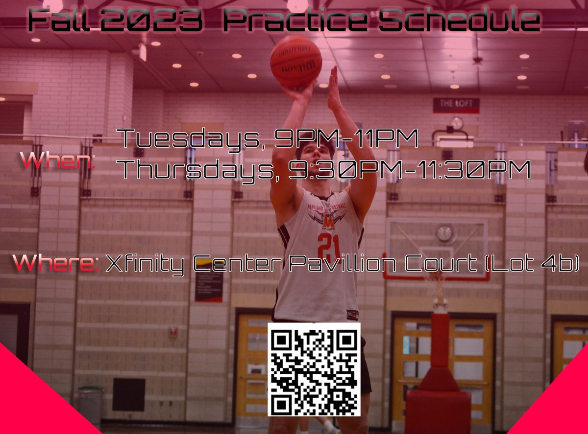 Happy First Day of Club Sports Practice!

Our first practice will be today from 9PM to 11PM at the Xfinity Pavilion Court.

You can find everything you need by scanning the QR Code or checking out the link on our profile!

#goterps