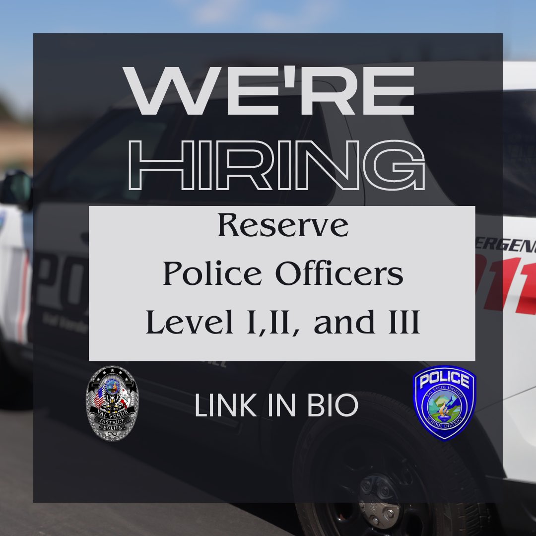 Join our team and make a difference! We're hiring reserve police officers. Link in bio for more info. 🚔💼
