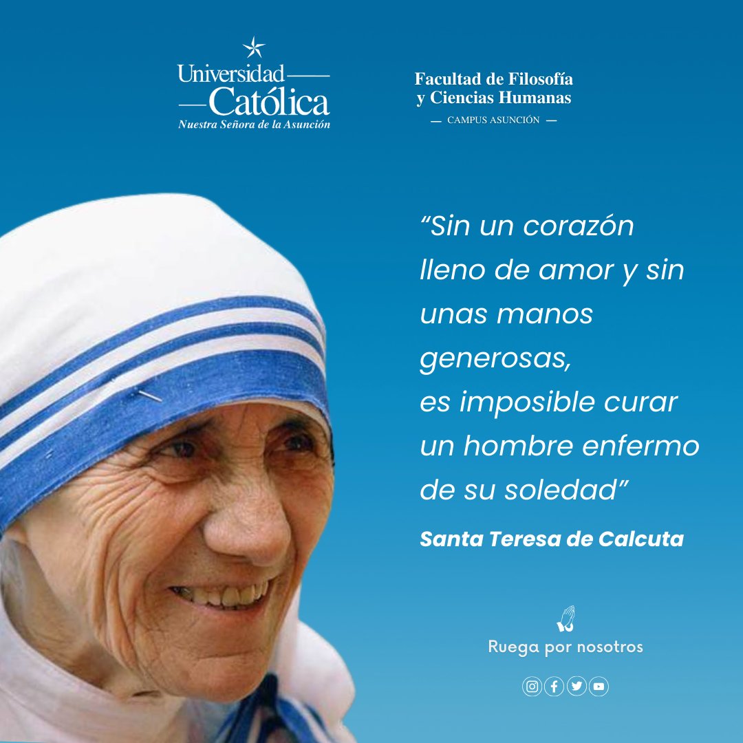 filosofia_uc's tweet photo. 🥳Hoy Fiesta de Santa Teresa de Calcuta.

🙏Ruega por nosotros.

#santateresadecalcuta #UC https://t.co/7fatTXkeQs