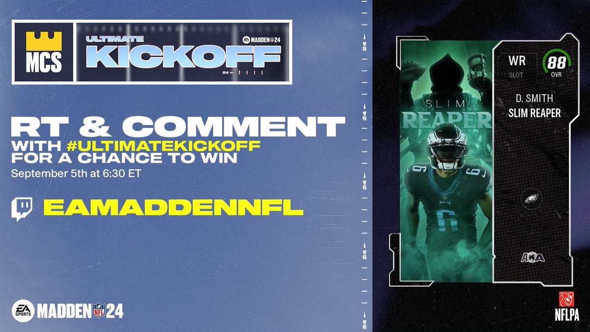 Bobbyy_V's tweet photo. 🚨 GIVEAWAY 🚨

I’m giving away an 88 overall “Slim Reaper” DeVonta Smith thanks to @EAMaddenNFL_MCS !

To enter 👇🏻

🏈Retweet
🏈Comment #UltimateKickoff 

Make sure to tune into https://t.co/cYTsfjS5GE RIGHT NOW for the Ultimate Kickoff broadcast! https://t.co/k6V9yyZQ0r