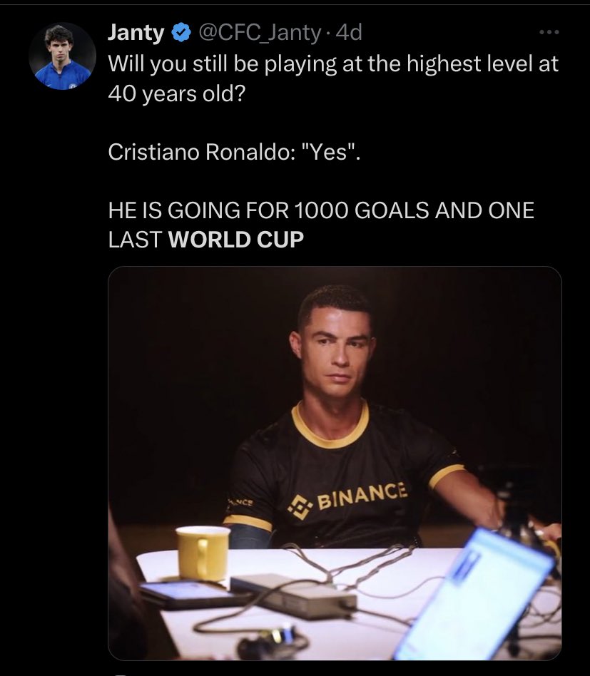 eskeritoo's tweet photo. @CFC_Janty Ma boy dream is ronaldo winning wc but the trophy isnt that important 😭😭 https://t.co/nnBfLWlhj8