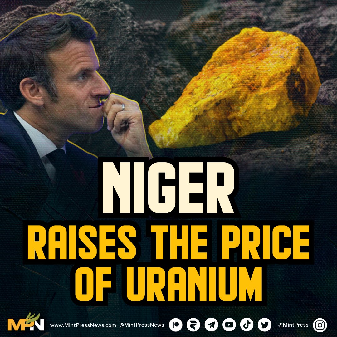 MintPressNews's tweet photo. The new administration in Niger has raised the price of uranium exports.

Niger provides 25% of the uranium that Europe consumes. The West African state has taken the bold step of increasing its uranium prices from €0.80/kg to €200.00/kg.

Will EU states need firewood for the coming winter?