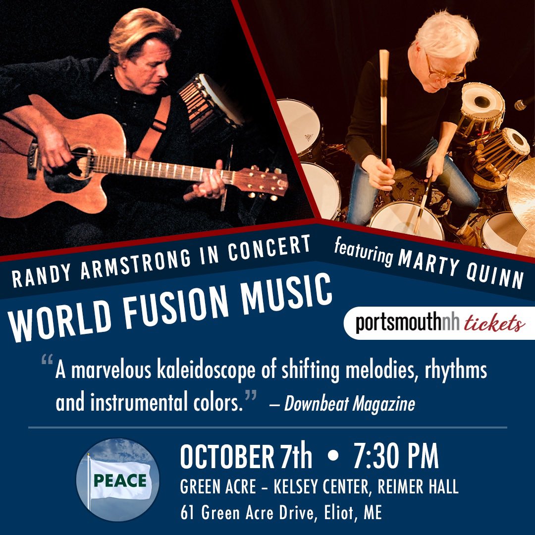 RandyArmstrong9's tweet photo. October 7, 2023 • 7:30pm Concert for the One Planet Peace Forum • Green Acre Reimer Hall • Eliot Maine https://t.co/FNAxgYGIui