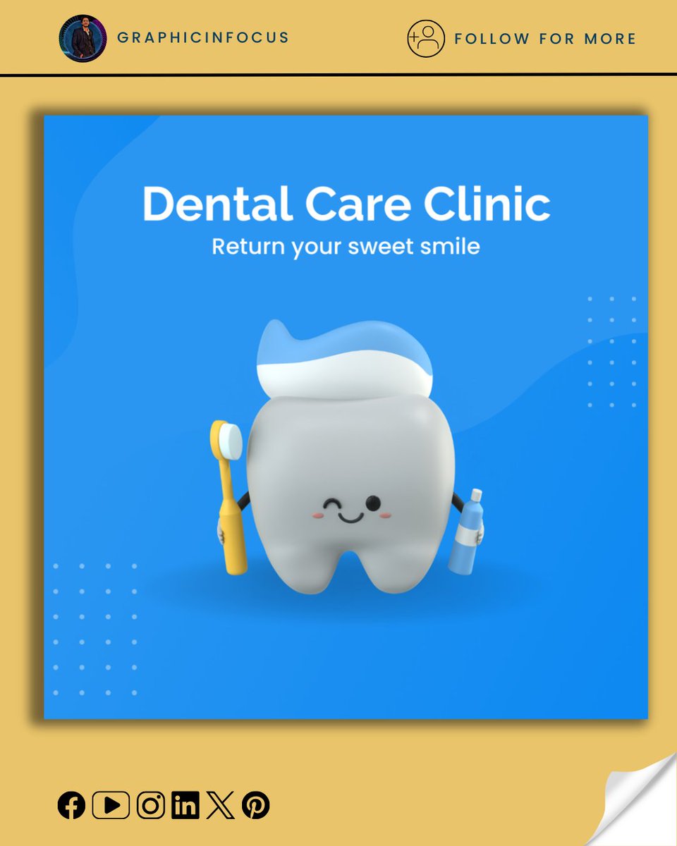 graphicinfocus's tweet image. Dental clinic Poster for my CLIENT designed by using Canva 😊
Follow us to learn the step-by-step process of designing.
@graphicinfocus
📍 For more Canva Tutorials and Tips Follow Us
💜 @graphicinfocus
Hashtags:-
#canvatutorial #canvatutorials
#canvatipsandtricks #canvahacks
