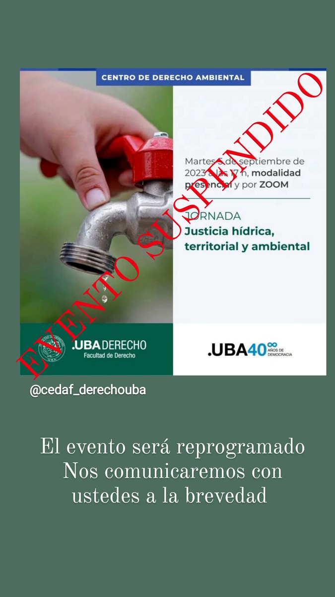 ⚠️ EVENTO SUSPENDIDO

La Jornada "Justicia hídrica, territorial y ambiental" será reprogramada. A la brevedad nos comunicaremos con ustedes