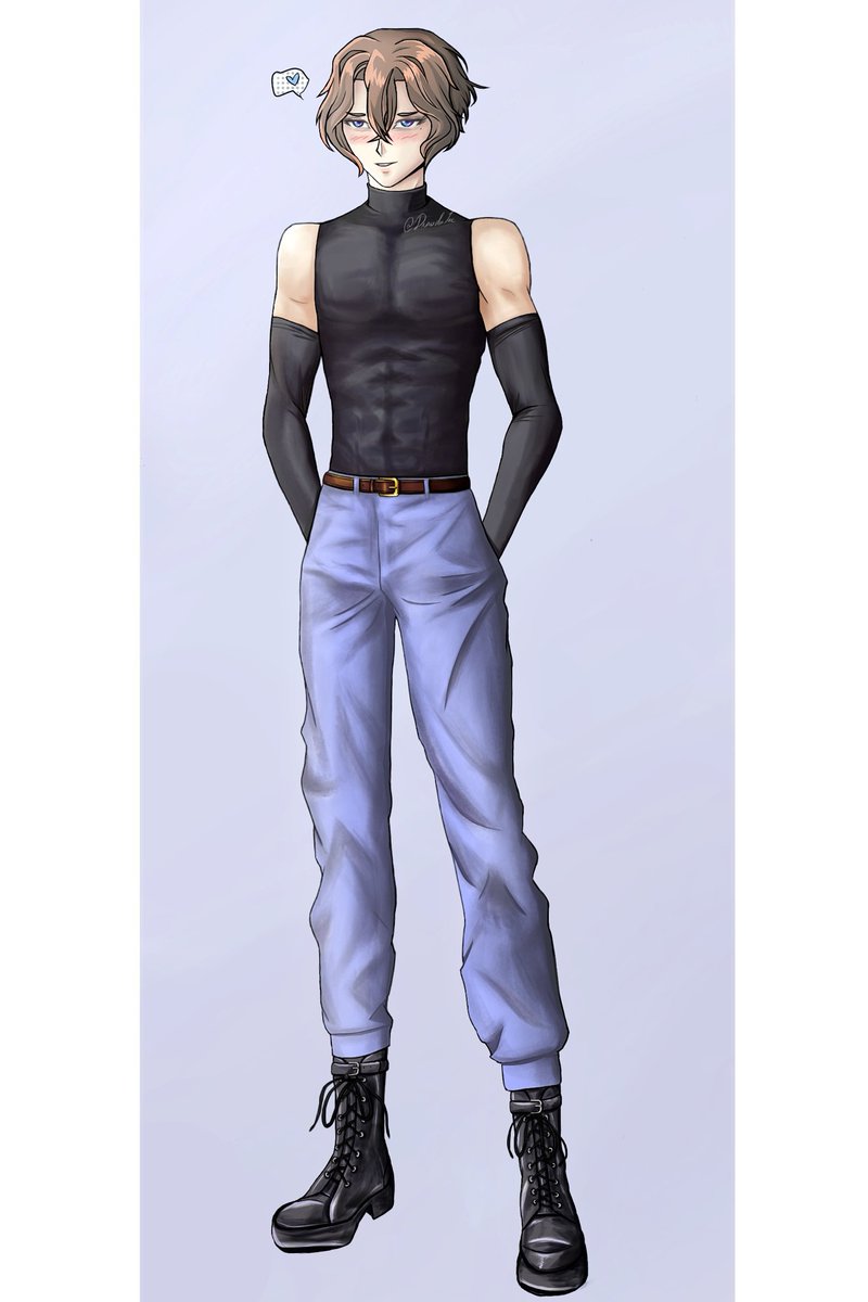 DrawduLac's tweet photo. I wanted to draw a rude and sassy boy, not sure if I succeeded... Another OC but full body! My favorite part was drawing his muscles.

#fullbody #originalcharacter #digitalartists #digitalart #artwork #commissions #commissionopen https://t.co/CxEs13UbZn