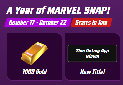 Snap.fan on X: 🚨NEW BUNDLE🚨 Upcoming #MarvelSnap October Bundle Alert! A  Year of MARVEL SNAP! 🗓️Estimated Date: October 17th 💰Cost: $4.99    / X