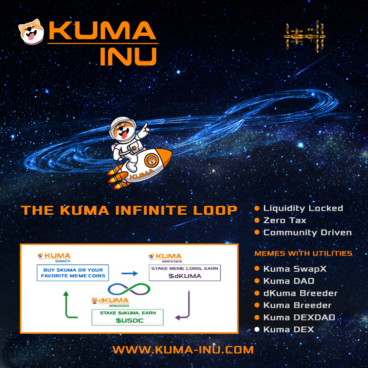 Came to stay. Kuma Inu is a long-term project. With its unique and decentralized ecosystem, it offers a secure investment in the future. Created by the people for  people. 

 $KUMA 🐶 $dKUMA 📷#DeFi ecosystem. First #meme with utility.