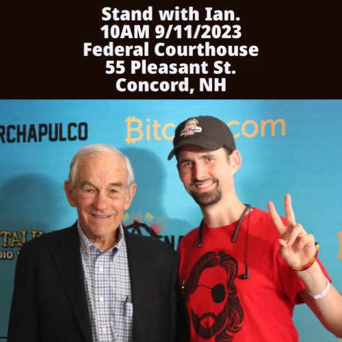 AaronRDay's tweet image. 💥IMPORTANT ANNOUNCEMENT/ACTIVISM NOTICE

My wife @EileenDay1098 and I are going to attend Ian’s sentencing hearing on 9/11 @ 10AM in concord (see below), and I urge you to attend and share this tweet to as many people as possible. 

Ian has been one of the most influential…