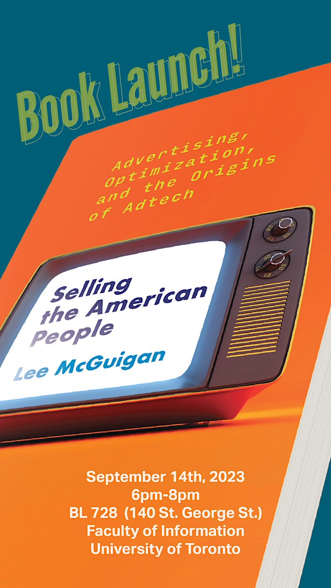 Tanner Mirrlees (@tmirrlees_) on Twitter photo Next Thurs: Toronto launch of <a href="/LJamesMcGuigan/">Lee McGuigan</a>'s Selling the American People: Advertising, Optimization, and the Origins of Adtech. Fun to co-organize w <a href="/nicole_s_cohen/">Nicole Cohen</a> Thank u <a href="/iccitutm/">ICCIT</a>, <a href="/OT_CDMS/">Communication and Digital Media Studies</a> and ITS! Will be a full house--only a few tickets remain: eventbrite.ca/e/selling-the-… Next Thurs: Toronto launch of <a href="/LJamesMcGuigan/">Lee McGuigan</a>'s Selling the American People: Advertising, Optimization, and the Origins of Adtech. Fun to co-organize w <a href="/nicole_s_cohen/">Nicole Cohen</a> Thank u <a href="/iccitutm/">ICCIT</a>, <a href="/OT_CDMS/">Communication and Digital Media Studies</a> and ITS! Will be a full house--only a few tickets remain: eventbrite.ca/e/selling-the-…