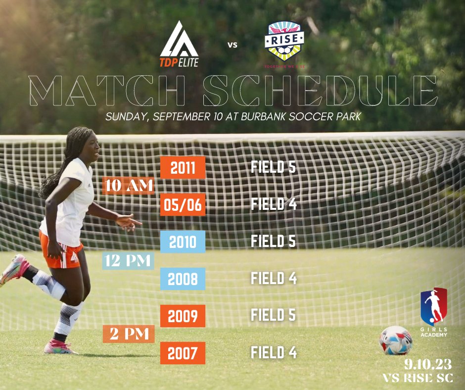 LATDPElite's tweet photo. College coaches and parents/players interested in the program, we're inviting you to see some of the top players in action in the capital city.

Come out to Burbank Soccer Park in Baton Rouge this Sunday to see our Girls Academy teams in action vs. Rise SC. https://t.co/NWPai83qoy
