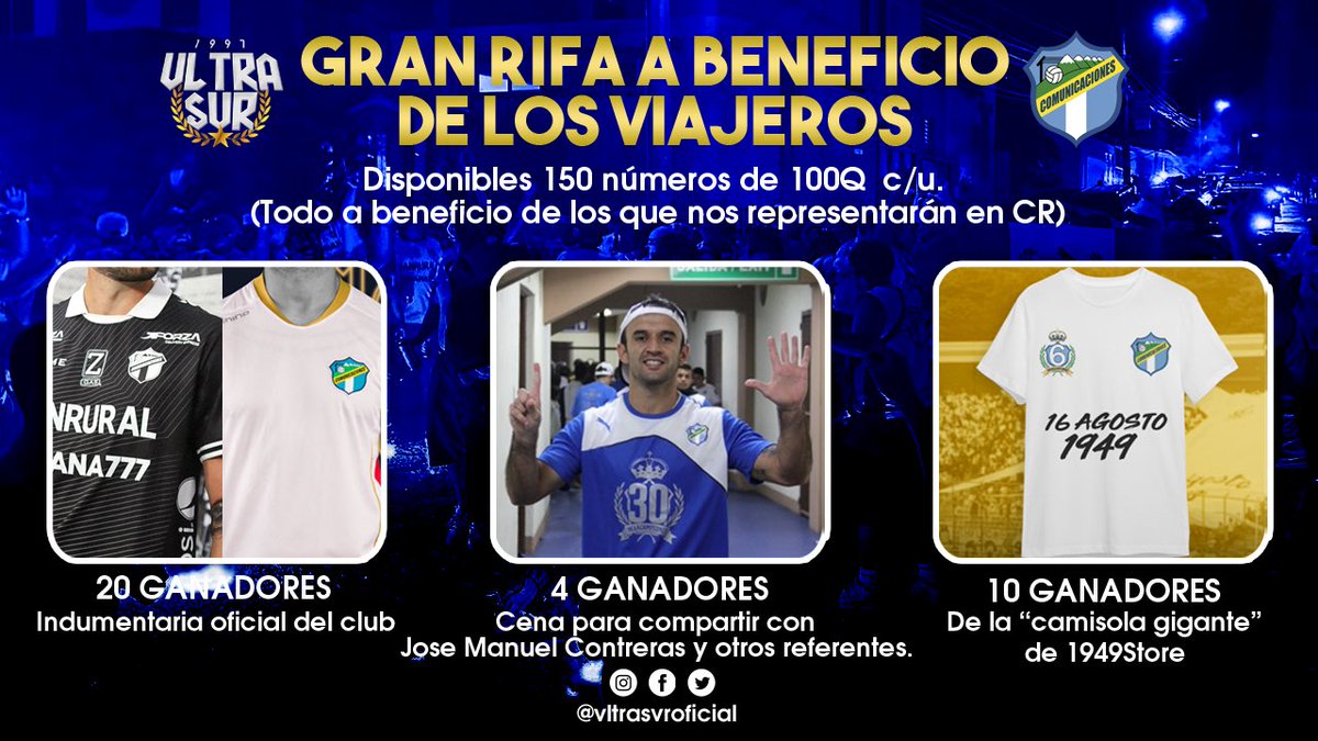 1949Store's tweet photo. 🏁¡RIFA A BENEFICIO DE LOS VIAJEROS DE LA SVR!🛩

Te invitamos a participar en esta rifa que organizamos a beneficio de las personas que harán el viaje a Costa Rica para alentar al Albo en su partido del 4 de octubre contra Herediano. https://t.co/KBIe7pzArM