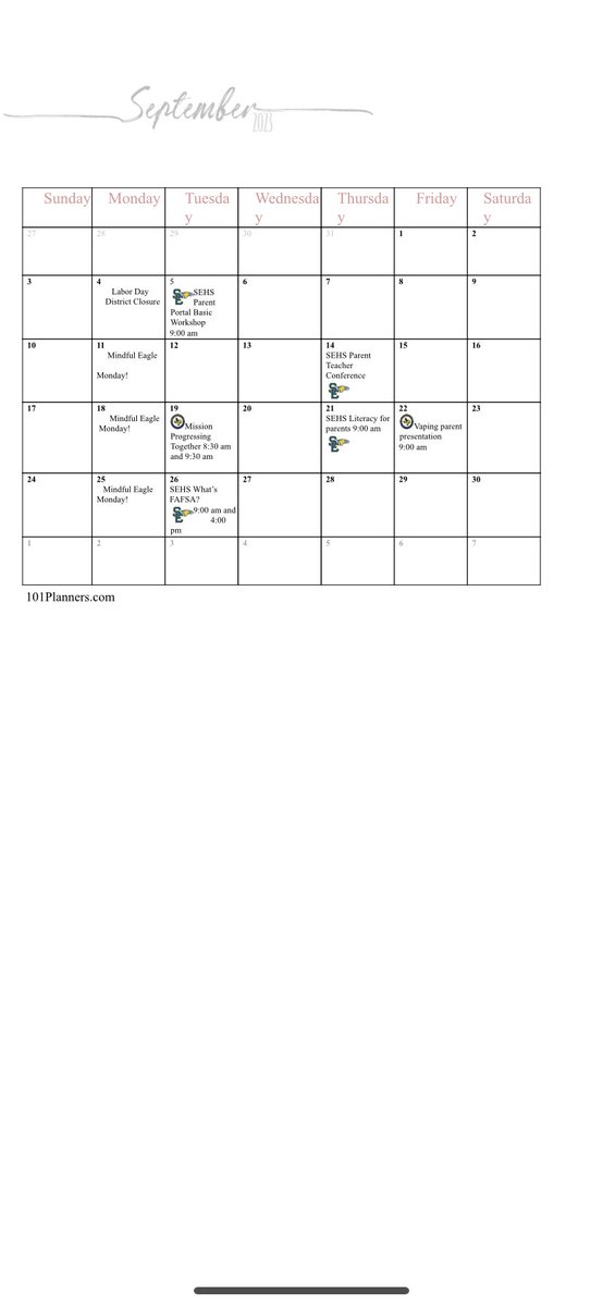 September is here and many things are happening at our school. Parents do not stay without the information <a href="/SanElizarioHS/">San Elizario High School</a> <a href="/bpallare/">Brenda Pallares</a> <a href="/JaimeParraTeach/">Jaime Parra</a> <a href="/AguileraScience/">Yvonne Aguilera</a> #SEHSthebest