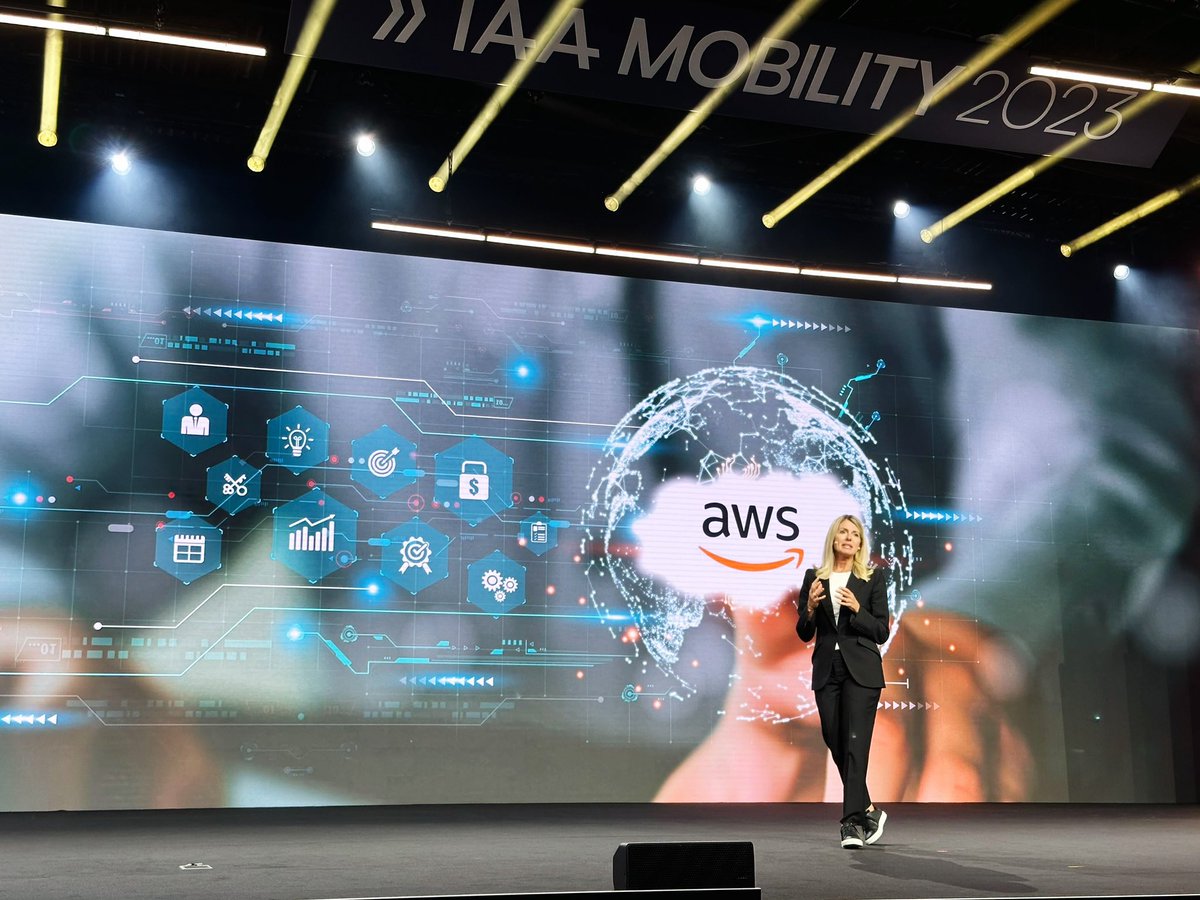 Amazing audience at IAA Mobility 2023 today! Thank you to all who listened in, thank you to our customers <a href="/BMWGroup/">BMW Group</a> and <a href="/TGR_Arg/">ToyotaGazooRacingARG</a> for joining me on stage, and thank you to the incredible #AWSIndustries team for your work to bring it all to life!