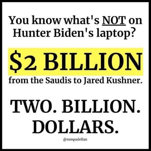 dandersen9465's tweet photo. @CalltoActivism This Jared Kusner story has been a long time coming! 
 This story needs to become an Investigation,
a "Special Counsel" needs to be formed,
there is far more 
evidence on the surface, than any
"Hunter Biden Story" the GOP
have at full depth! https://t.co/FK552y19ur