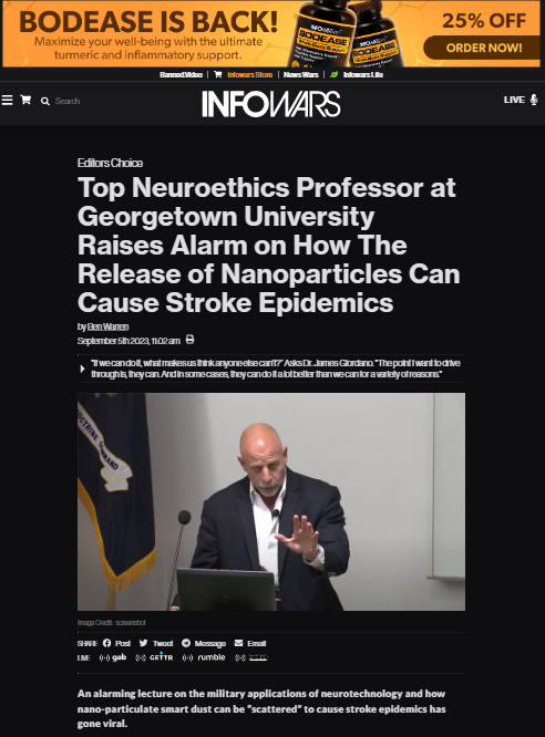 ZyroFoxtrot's tweet photo. Top Neuroethics Professor at Georgetown University Raises Alarm on How The Release of Nanoparticles Can Cause Stroke Epidemics

https://t.co/GSMVyoPqEi