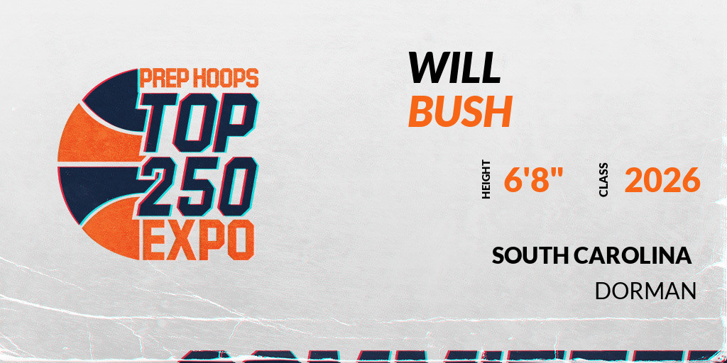 PrepHoopsSC's tweet photo. Welcome Class of 2026 Will Bush (@WillBush26) of Dorman HS to the @PrepHoopsSC Showcase @ The City of North Charleston Athletic Center. 

🔥🏀 #PHTop250SC 🏀🔥

Register NOW! 👇  
https://t.co/OKyqRnfJyh https://t.co/T3JuhVTF5M