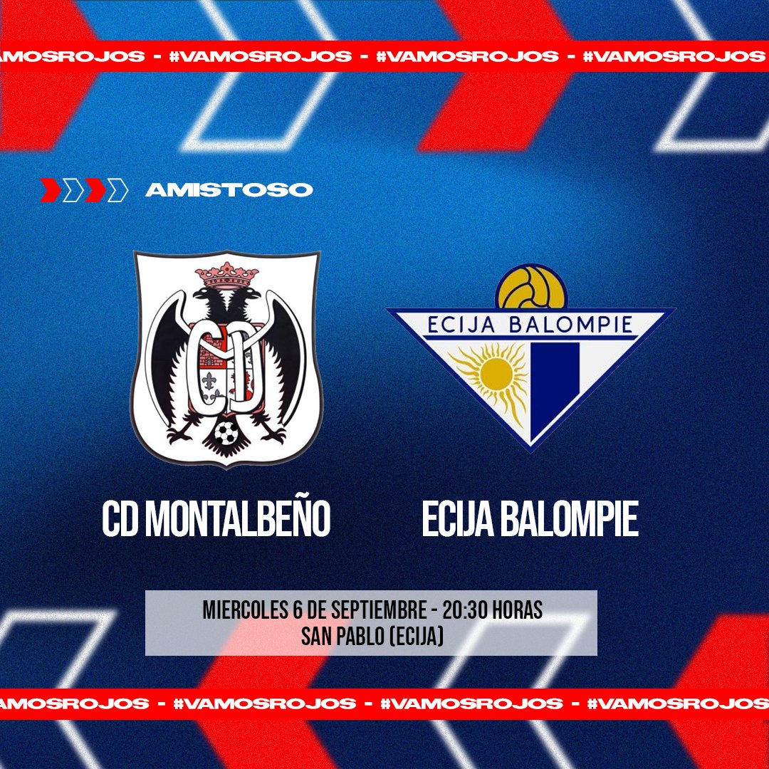 𝐀𝐌𝐈𝐒𝐓𝐎𝐒𝐎𝐒|  

Mañana nos desplazamos a Ecija para jugar un amistoso frente a <a href="/ecijabpe/">ÉCIJA BALOMPIÉ</a>   
🆚 <a href="/ecijabpe/">ÉCIJA BALOMPIÉ</a>  
📆 Miercoles 6 Septiembre 
🧭 20:30 Horas  

#vamosrojos