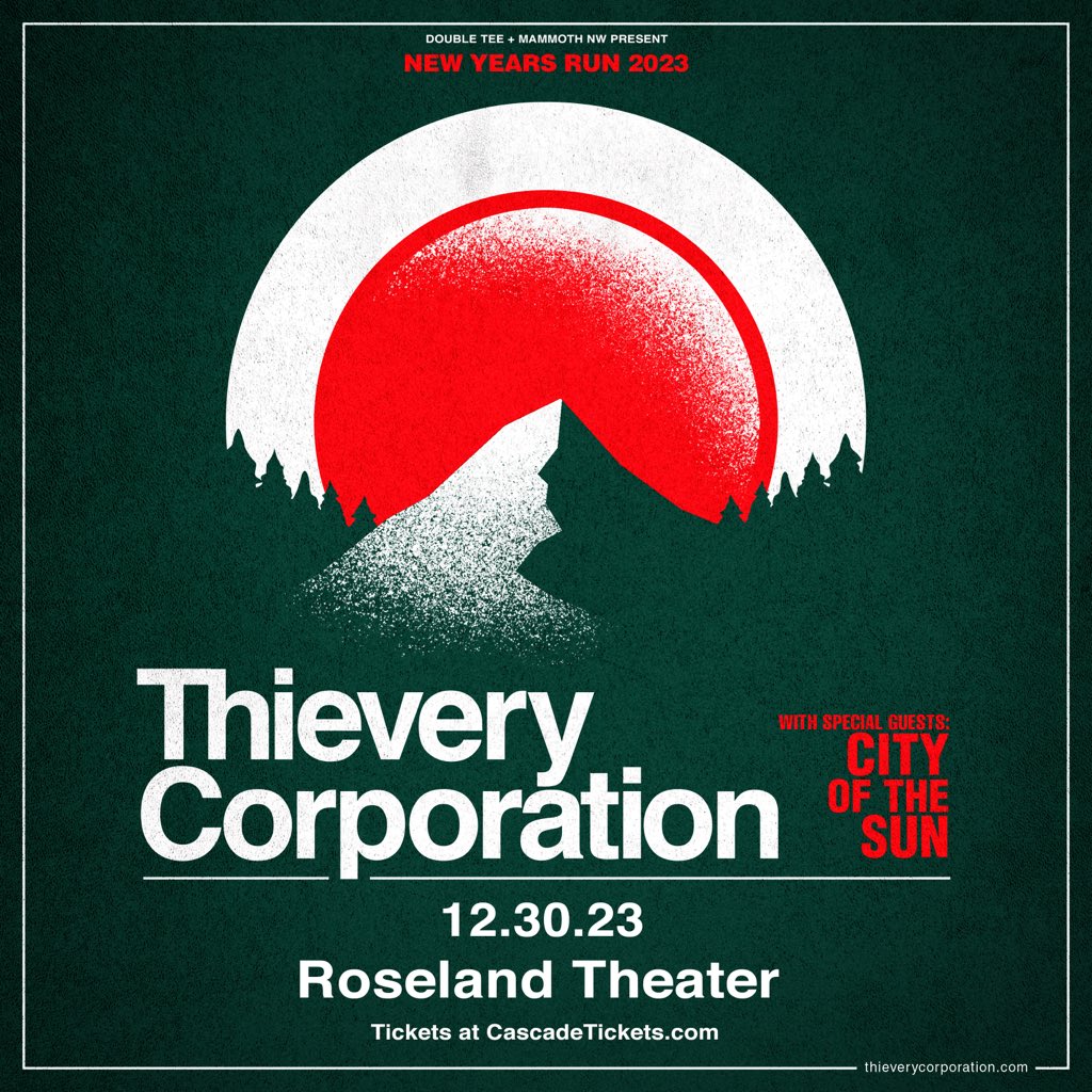 Roseland Theater (@roselandpdx) on Twitter photo Just announced 📣 The one & only <a href="/ThieveryCorpDC/">Thievery Corporation</a> returns Sat. 12/30 with special guests <a href="/cityofthesun/">City of the Sun</a> 🪩 🎉
Local Presale: Thu. 9/7 @ 10am (code = 2TEE or MAMMOTH)
Public On-Sale: Fri. 9/8 @ 10am
🎫: bit.ly/roselandTC23
Presented by <a href="/doubletconcerts/">Double Tee Concerts</a> + <a href="/MammothNW/">Mammoth NW</a> Just announced 📣 The one & only <a href="/ThieveryCorpDC/">Thievery Corporation</a> returns Sat. 12/30 with special guests <a href="/cityofthesun/">City of the Sun</a> 🪩 🎉
Local Presale: Thu. 9/7 @ 10am (code = 2TEE or MAMMOTH)
Public On-Sale: Fri. 9/8 @ 10am
🎫: bit.ly/roselandTC23
Presented by <a href="/doubletconcerts/">Double Tee Concerts</a> + <a href="/MammothNW/">Mammoth NW</a>