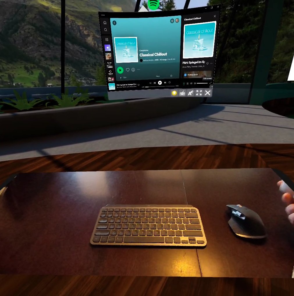 #techtiptuesday Don't have a keyboard that supports live tracking in the Quest headset? Try either full-passthrough environment, or just turn on the "passthrough tablet".