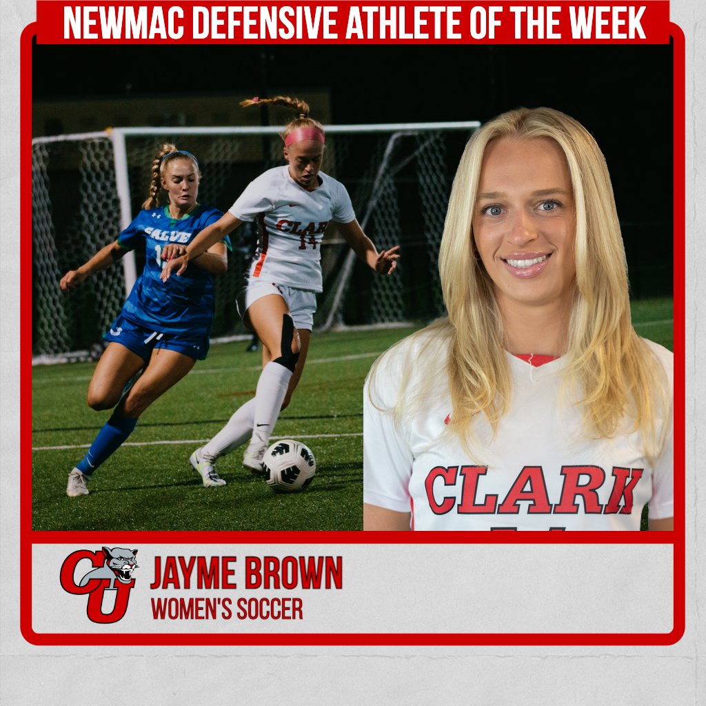 Brown Named NEWMAC Women's Soccer Defensive Athlete of the Week

1st Career Goal, part of defensive clean sheet, 90 minutes played at Nichols

📰 bit.ly/3R3enF0

#RollCougs
