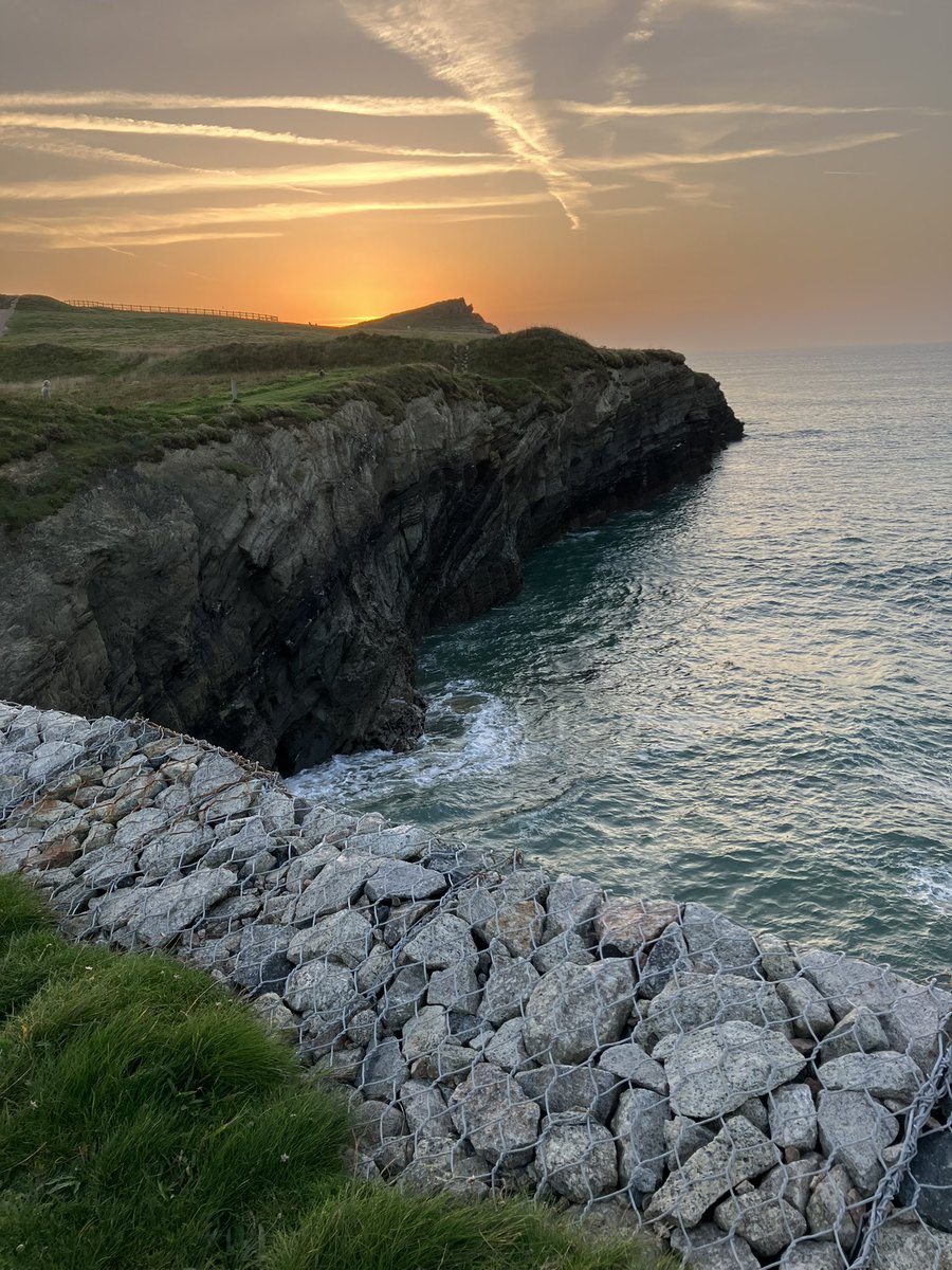 Beautiful evening sun setting over Porth island