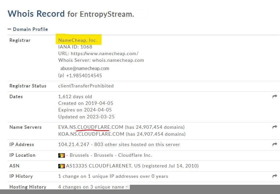 White supremacist payment platform EntropyStream uses <a href="/Cloudflare/">Cloudflare</a> to hide who is hosting their website and to ensure consistent uptime for their neo-Nazi partners. 
<a href="/CloudflareHelp/">Cloudflare Help</a>