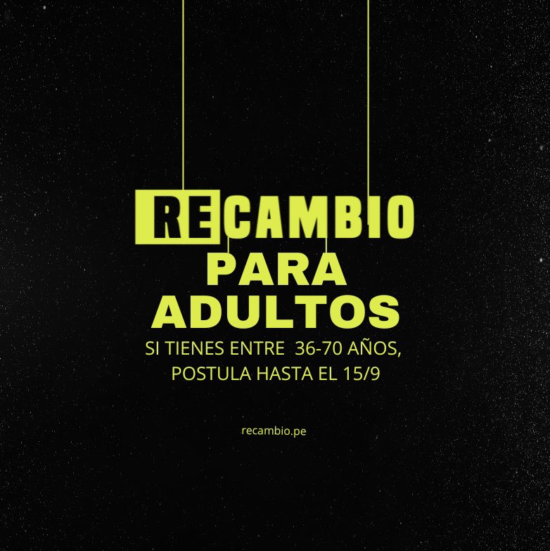 Sé parte de RECAMBIO para Adultos: programa gratuito de formación política ciudadana para explorar el rol político que quieres asumir en la (re)construcción de la democracia en un espacio plural y diverso para aprender y debatir

Postula hasta el 15/9 en: recambio.pe/recambioparaad…