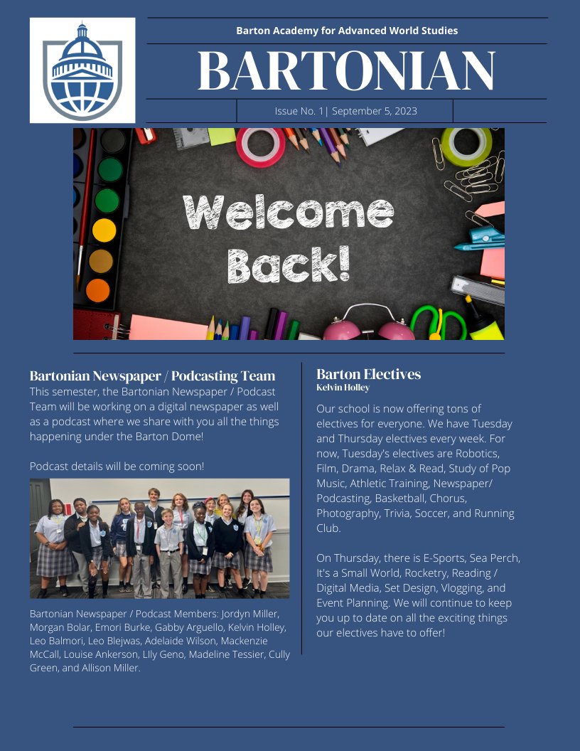 ramsayexplorers's tweet photo. Here is our first issue of the Bartonian this year! @Barton Academy https://t.co/XtJVtxtZAz