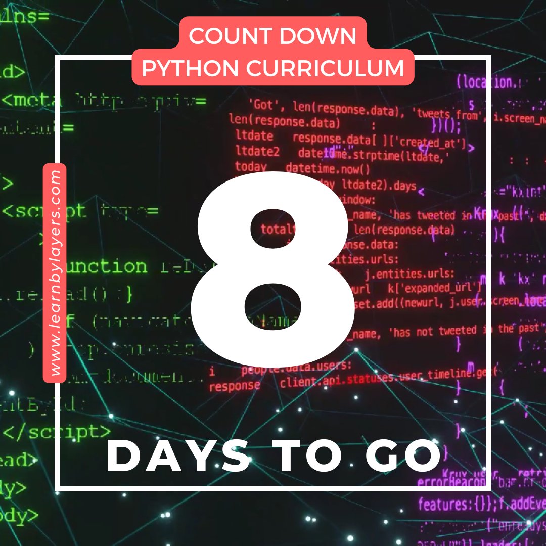 learnbylayers3D's tweet image. 🎉 It's 8 days until liftoff! 🚀 Embark on a journey of logic and creativity with Python, thanks to @LearnByLayers. Whether you're a student or professional, these lessons are your gateway to success. Join us! #PythonLessons #CodingSkills learnbylayers.com/python-program…