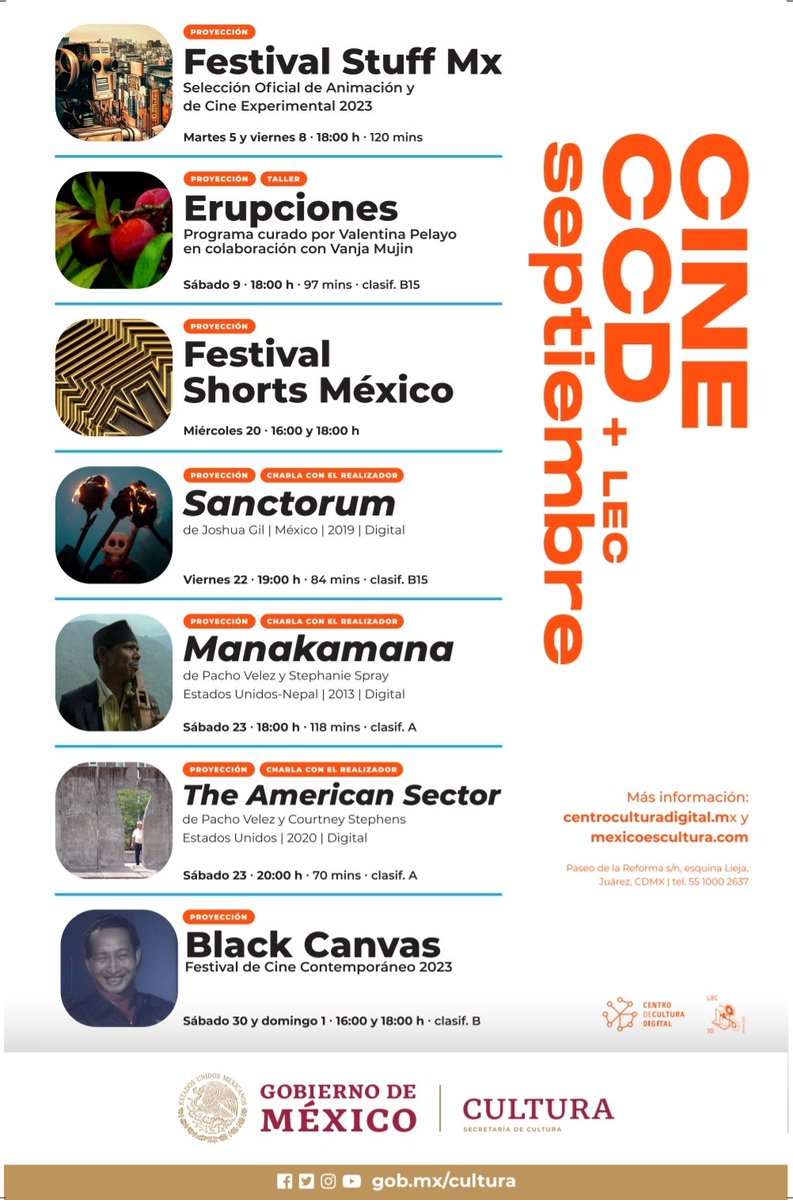 CCDmx's tweet photo. ¡Ven al cine más increíble de toda la CDMX! 🎬

Este mes tendremos festivales de cine experimental y contemporáneo, ciclos curados y proyecciones especiales.

Consulta cartelera y asiste. Recuerda que la entrada siempre es libre: https://t.co/bf0AnOborm https://t.co/rPrKeynIwK