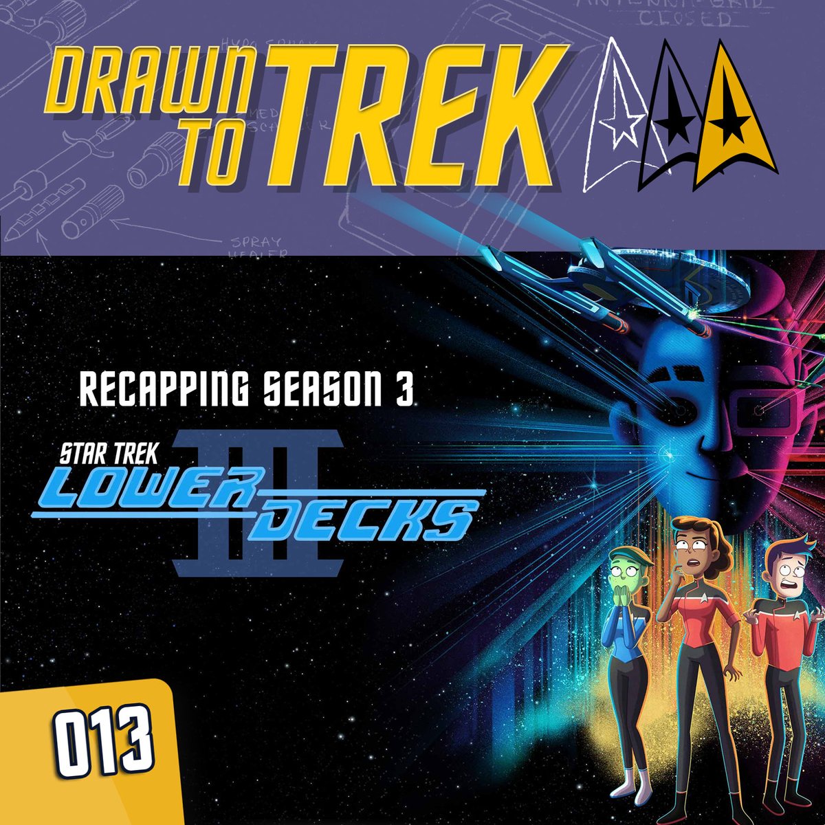 DrawnToTrek's tweet photo. NEW @DrawnToTrek Join @TXTrek &amp; @GeekFilter as they revisit Season 3 of #StarTrekLowerDecks ahead of the new season starting this week! From the character arcs that tugged at your heartstrings to clever nods to Trek lore, they've got it covered! https://t.co/cJbWM7WrBg