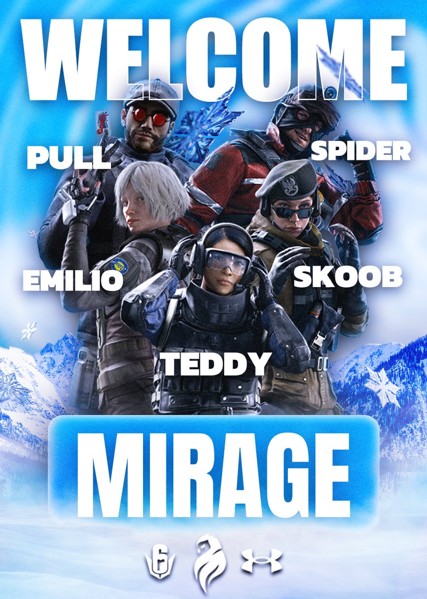 New kids on the block 😎 
MIRAGE ACADEMY:

❄️<a href="/EmilioR6S/">ENVY Lio</a>
❄️<a href="/Pull_R6/">Pull</a> 
❄️@Spider_R6S
❄️<a href="/SkoobIsSwag/">Skoob</a>
❄️<a href="/Teddyfsbiddies/">Teddy</a>

#NotAnIllusion 🦉