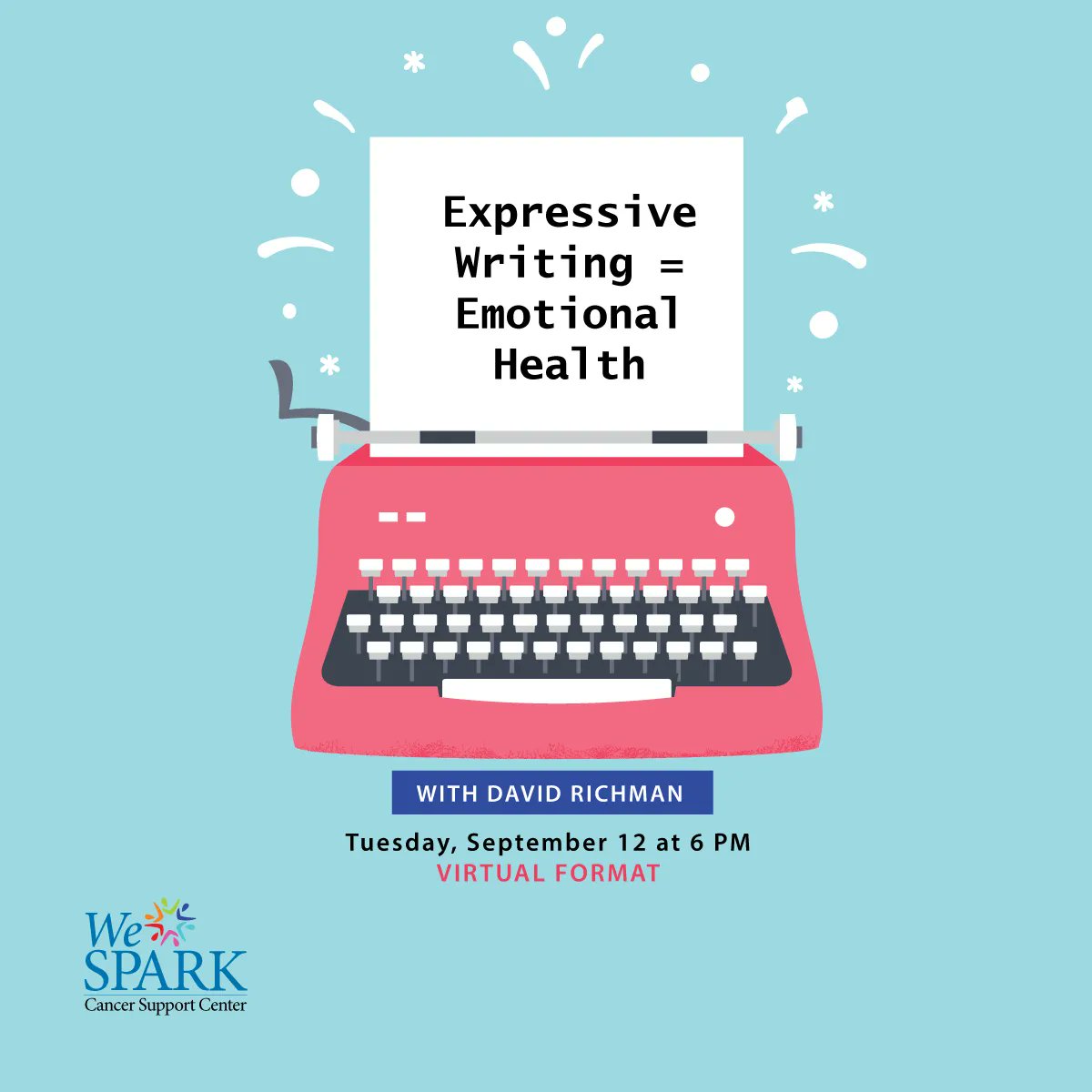 Join author David Richman for September's writing workshop. Explore your creative side &amp; express yourself in a judgment-free, connective &amp; supportive community.
#WeSPARK #cancersupport #writingworkshop #freeworkshop #writingcommunity #writing #writingtips #author