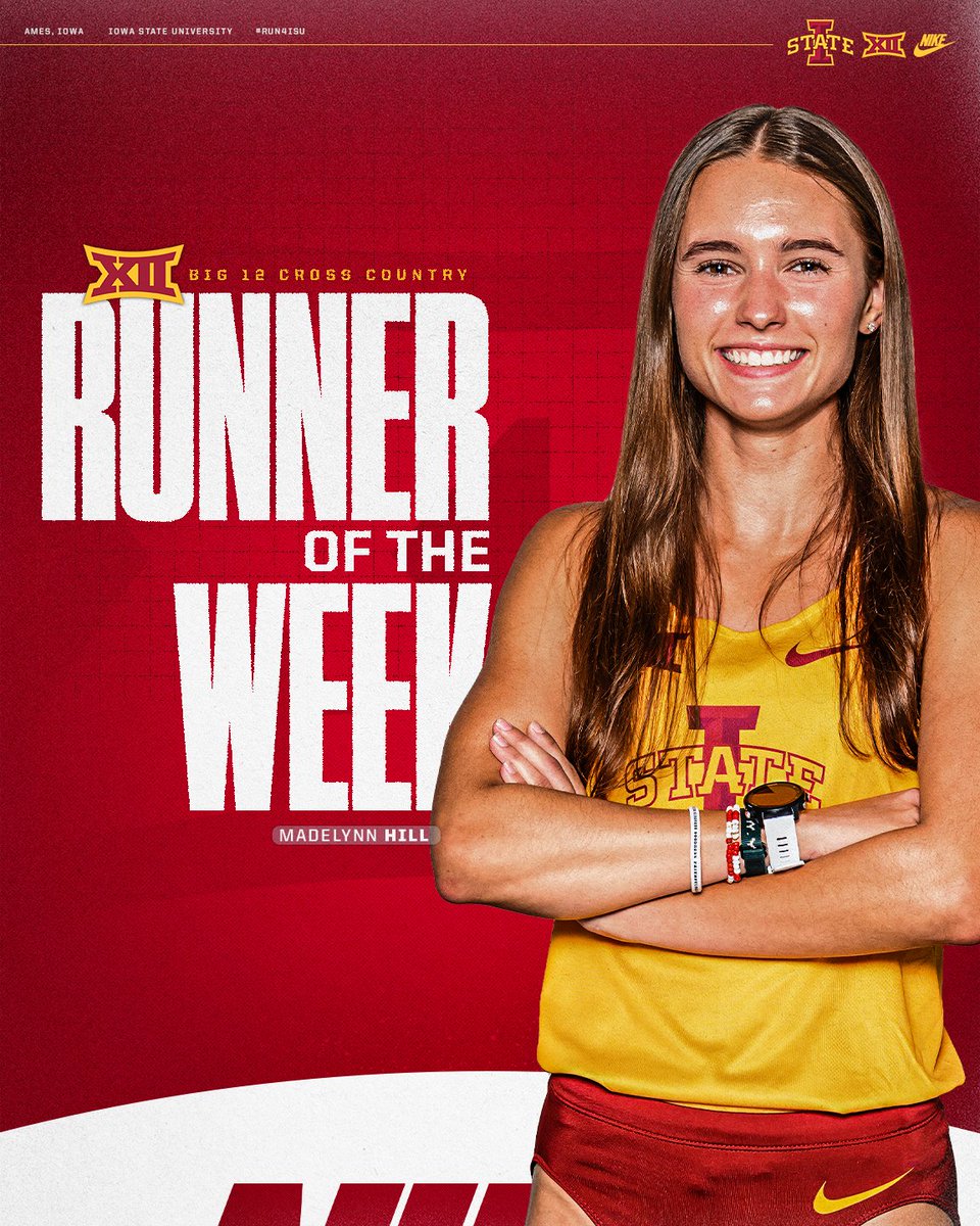 𝗕𝗶𝗴 𝟭𝟮 𝗪𝗼𝗺𝗲𝗻'𝘀 𝗥𝘂𝗻𝗻𝗲𝗿 𝗼𝗳 𝘁𝗵𝗲 𝗪𝗲𝗲𝗸 🤩 Great start to the season for <a href="/maddiejean22/">Madelynn Sindt</a>!!

🔗: bit.ly/482vTPG

#Run4ISU | #AsAUnit | #NCAAXC23