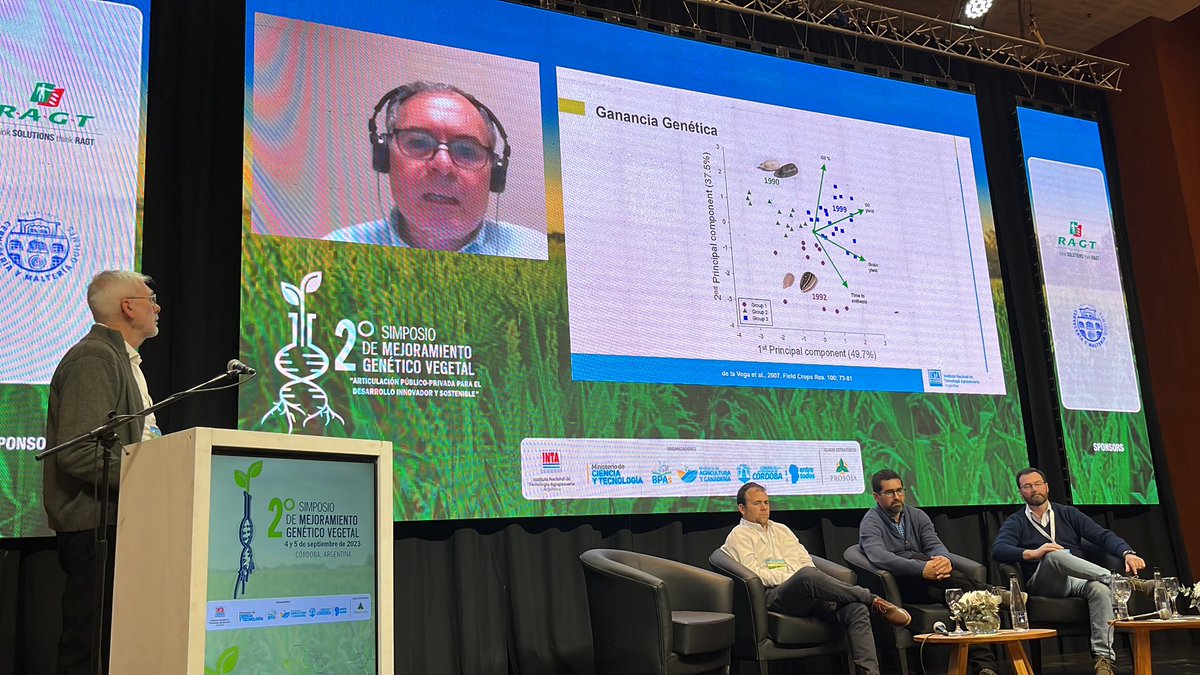 PlantBreedS's tweet photo. Último bloque del @PlantBreedS 🌻🌱🌽de avances en alógamas, moderado por Daniel Álvarez y con las disertaciones de Víctor Abertondo, Diego Ortiz, Abelardo De la Vega, Marcelo Melani y Lucas Costa Chapman @intaargentina https://t.co/v7ZS9VePz5