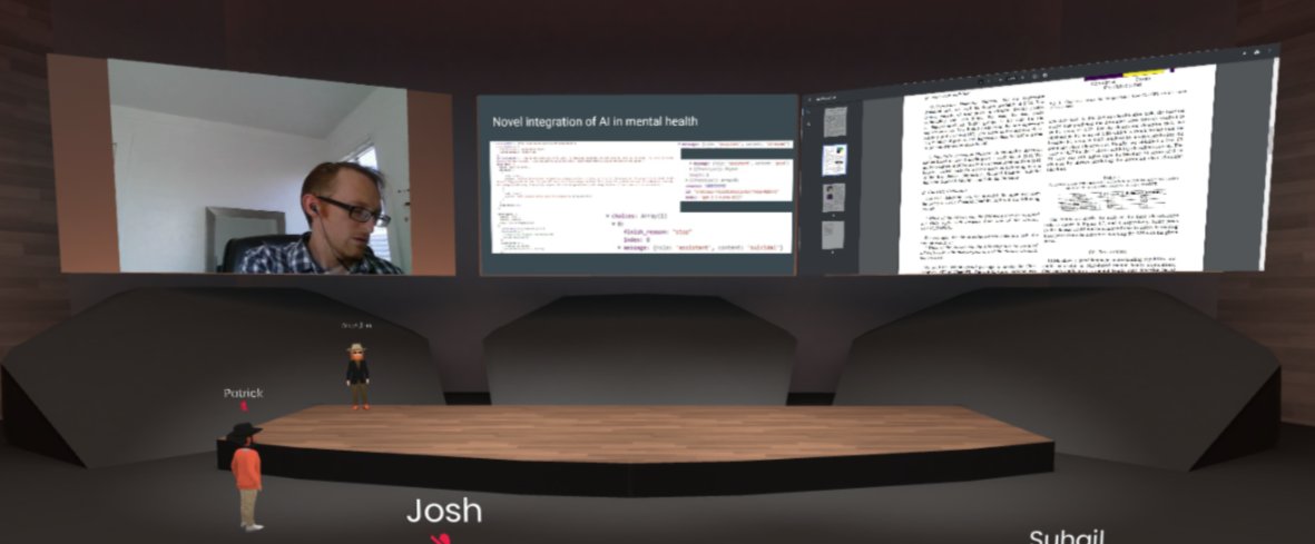 electricCowboyR's tweet photo. We took second place in the Fall In veteran and military mental health hackathon with an AI that integrates with VA and other medical teams as well as crisis hotlines for sharing mental health trends AND detecting and intervening when it detects suicidal ideation! https://t.co/sYQyz29CJu