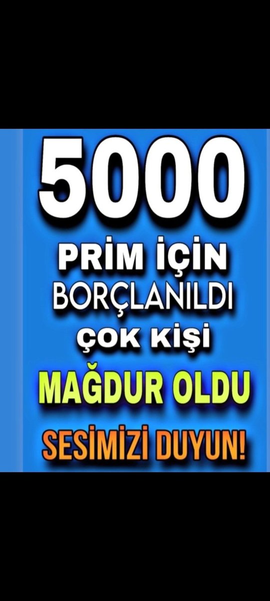 <a href="/yilmaztunc/">Yılmaz TUNÇ</a> <a href="/RTErdogan/">Recep Tayyip Erdoğan</a> Yasal haklarımız olan 99 öncesi şartlarda çıkacak denilen yasa bizleri borca sokup mağdur etti.Sözler tutulsun borç içinde bırakıldik 5000Prim ve Kısmi haklarımız Verilmedi borçluyuz mağdurz sesimzi duyun⁉️
<a href="/RTErdogan/">Recep Tayyip Erdoğan</a> 
<a href="/isikhanvedat/">Prof. Dr. Vedat Işıkhan</a>
#EYTBitmedi
#MeclisAçılsın5BinVeKısmiHakAlsın .