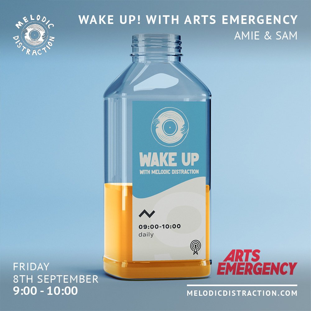 Surprise! @samjoddie and I are returning to @melodistraction this Friday to natter about how great @ArtsEmergency is. And to spin some nice wakeup tunes Of Course ! Tune in x