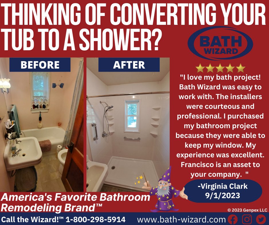 bath_wizard's tweet photo. 🛁💭 Thinking of converting your outdated bathtub into a beautiful Walk-in Shower? Call The Wizard!™ 1-800-298-5914 #BathroomRemodeling #ShowerUpgrade #HomeImprovement #LaborDaySpecial #BathroomRemodel #Shower #Bathtub #BathWizard #ShowerRemodel https://t.co/00XlHJqcRn