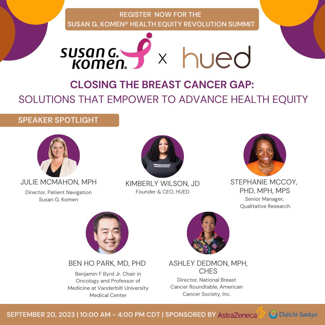 HUED (@wearehued) on Twitter photo Our Founder & CEO, @KimberlyNatasha will be speaking at the <a href="/SusanGKomen/">Susan G. Komen</a> Health Equity Revolution Summit 🩷 Breast cancer death rates are highest among Black women. Join this virtual summit and learn how to save Black lives🖤Sign-up, HERE: rb.gy/bwzpe Our Founder & CEO, @KimberlyNatasha will be speaking at the <a href="/SusanGKomen/">Susan G. Komen</a> Health Equity Revolution Summit 🩷 Breast cancer death rates are highest among Black women. Join this virtual summit and learn how to save Black lives🖤Sign-up, HERE: rb.gy/bwzpe