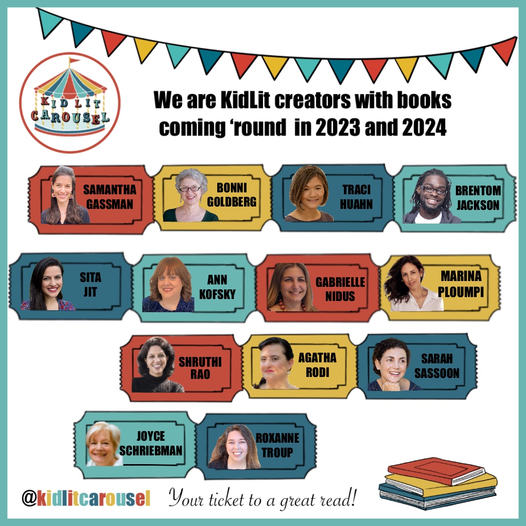 Introducing our amazing @KidLitCarousel🎠crew! Please follow us and❤️🔁💬and stay tuned to learn more about our authors and their books coming 'round in 2023 & 2024! #kidlit #childrensbooks #picturebooks #chapterbooks #childrenslibrarians #librarians #parents