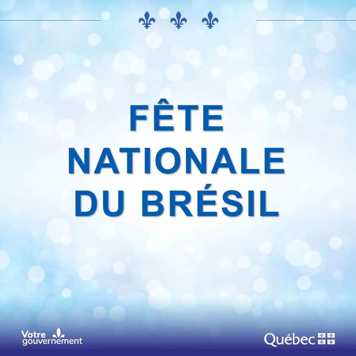 MRIF_Quebec's tweet photo. En cette journée de la fête nationale du #Brésil, le Québec souhaite à toutes les Brésiliennes et à tous les Brésiliens de joyeuses célébrations. 🇧🇷 Parabéns! Feliz 7 de setembro ao povo brasileiro! @consBrMtl @QuebecBrasil https://t.co/1RbZ83goJM