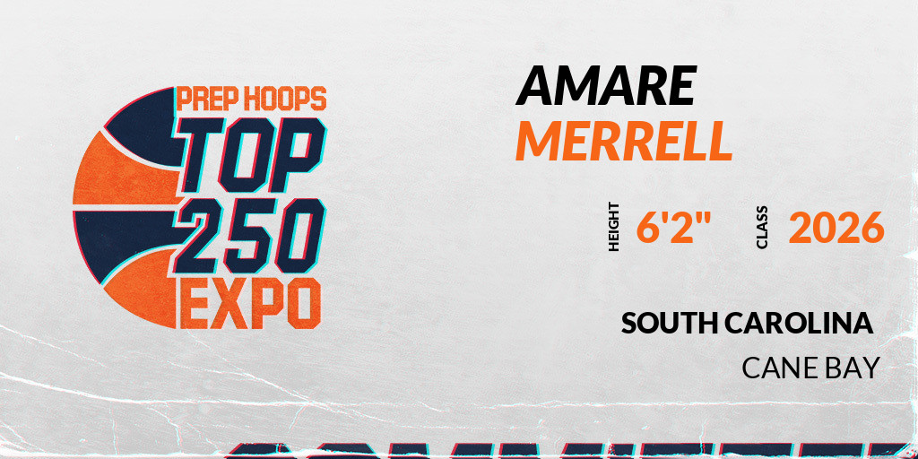 PrepHoopsSC's tweet photo. Welcome Class of 2026 Amare Merrell of Cane Bay HS to the @PrepHoopsSC Showcase @ The City of North Charleston Athletic Center. 

🔥🏀 #PHTop250SC 🏀🔥

Register NOW! 👇  
https://t.co/OKyqRnfJyh https://t.co/QJVPJXRa7q