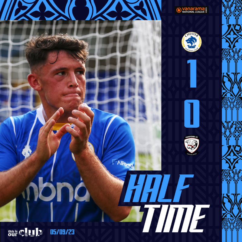 ChesterFC's tweet photo. HT: #ChesterFC 1-0 @HerefordFC.

Dec's spot kick gives us a deserved advantage after 45.

#OurClub | #CFCHER